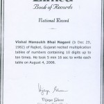 Vishal Nagani’s Limca Book of Records Certificate
